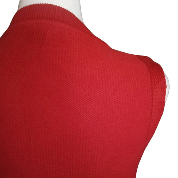Tommy Hilfiger Red Textured Knit 100% Cotton Sweater Vest Y2K Size XS - Picture 6 of 8